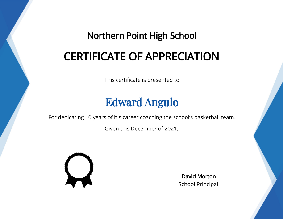 Coaching Appreciation Certificate Template