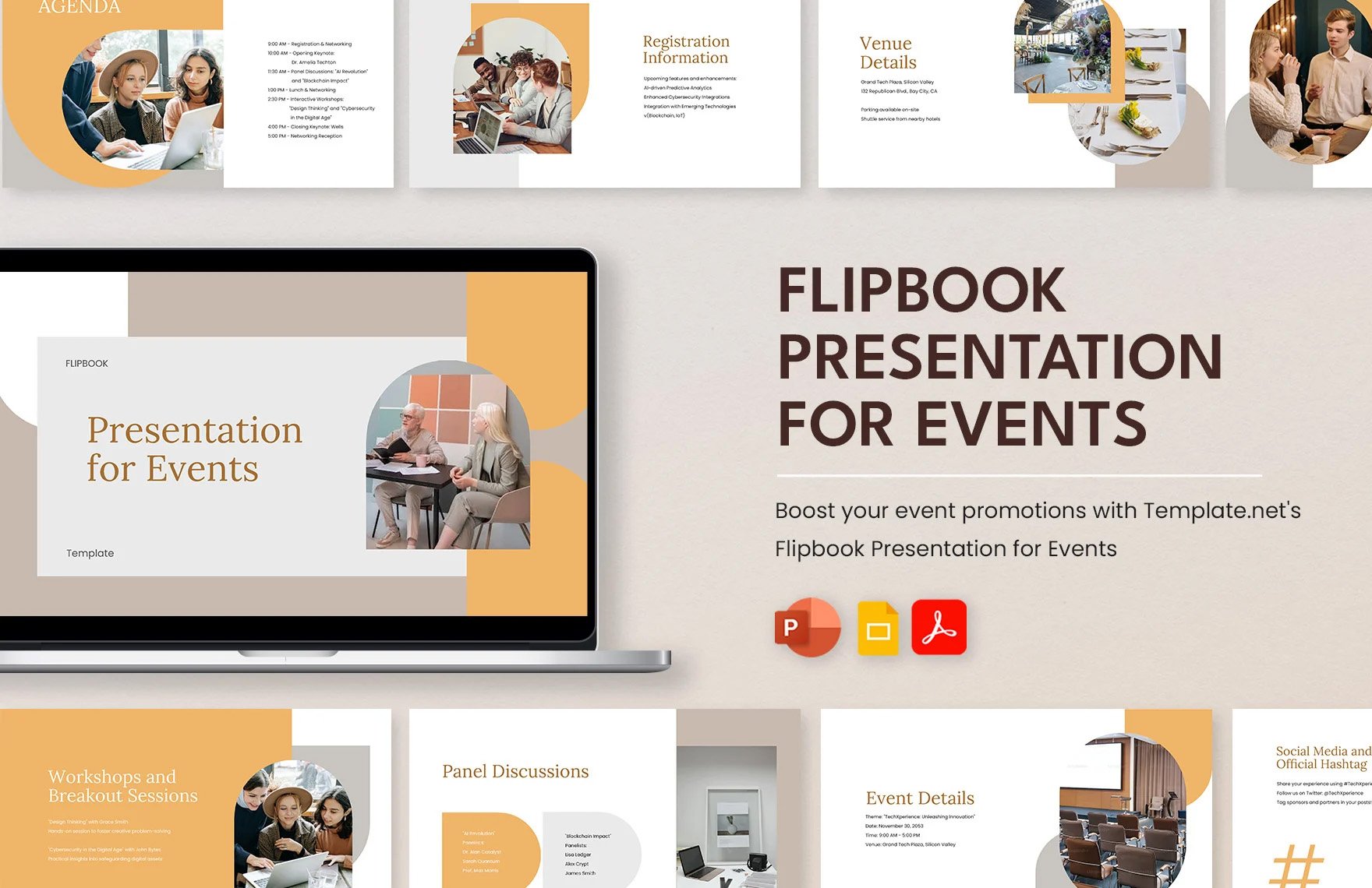 Free Flipbook Presentation for Events in PDF, PowerPoint, Google Slides