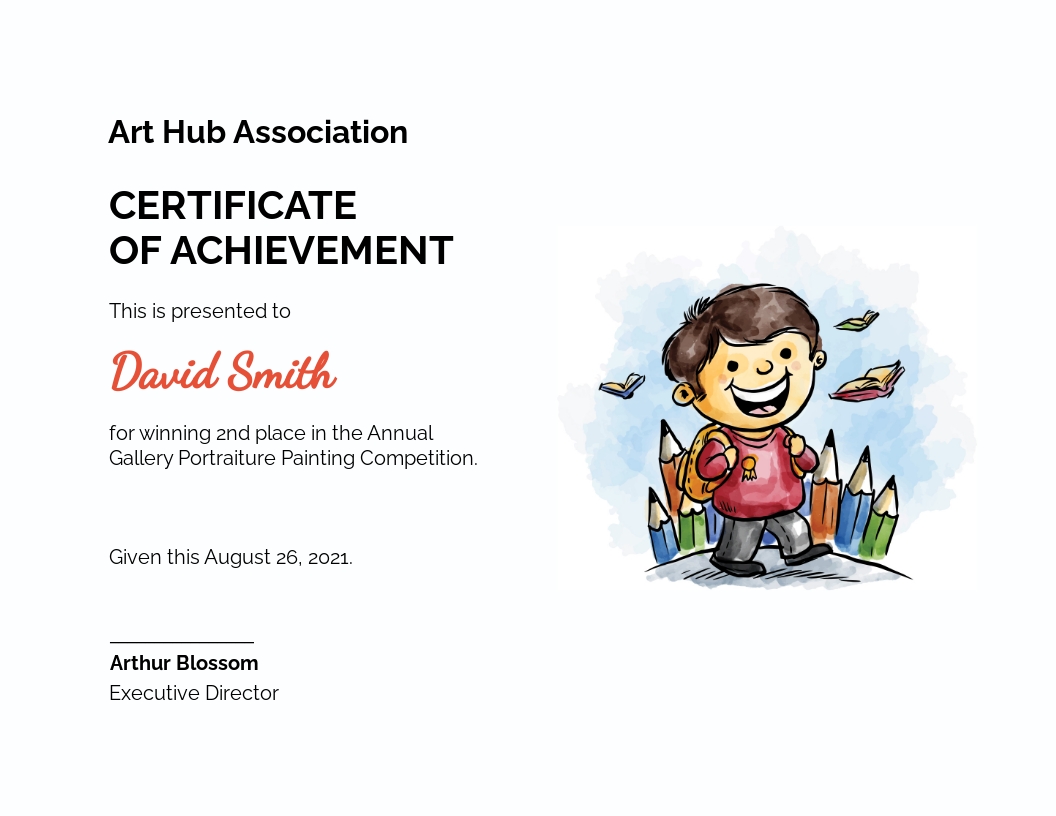 Certificate of Painting Award Template - Google Docs, Word, Outlook, PSD