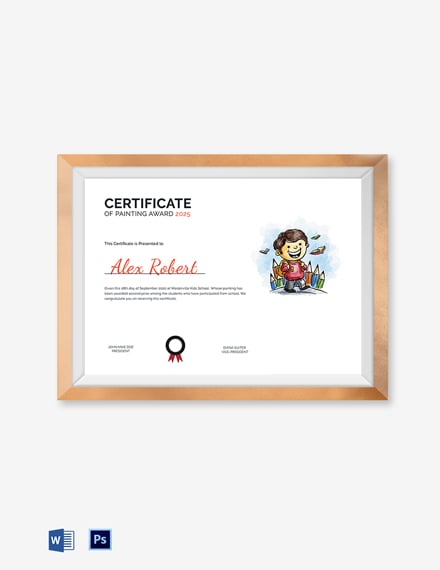 Painting Certificate 12  Word PSD AI InDesign Format Download