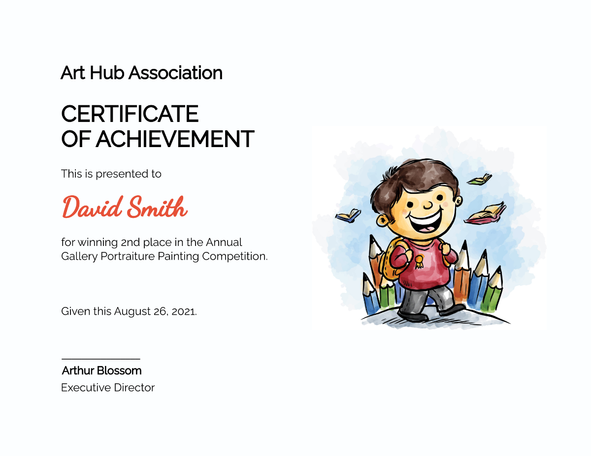 Certificate of Painting Award Template