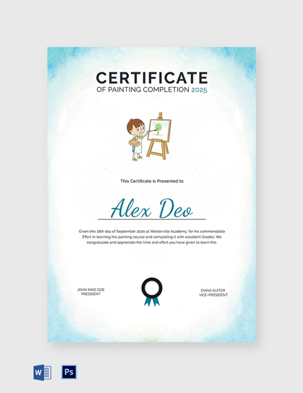 Certificate of Completion Template - 37+ Word, PDF, PSD, InDesign ...