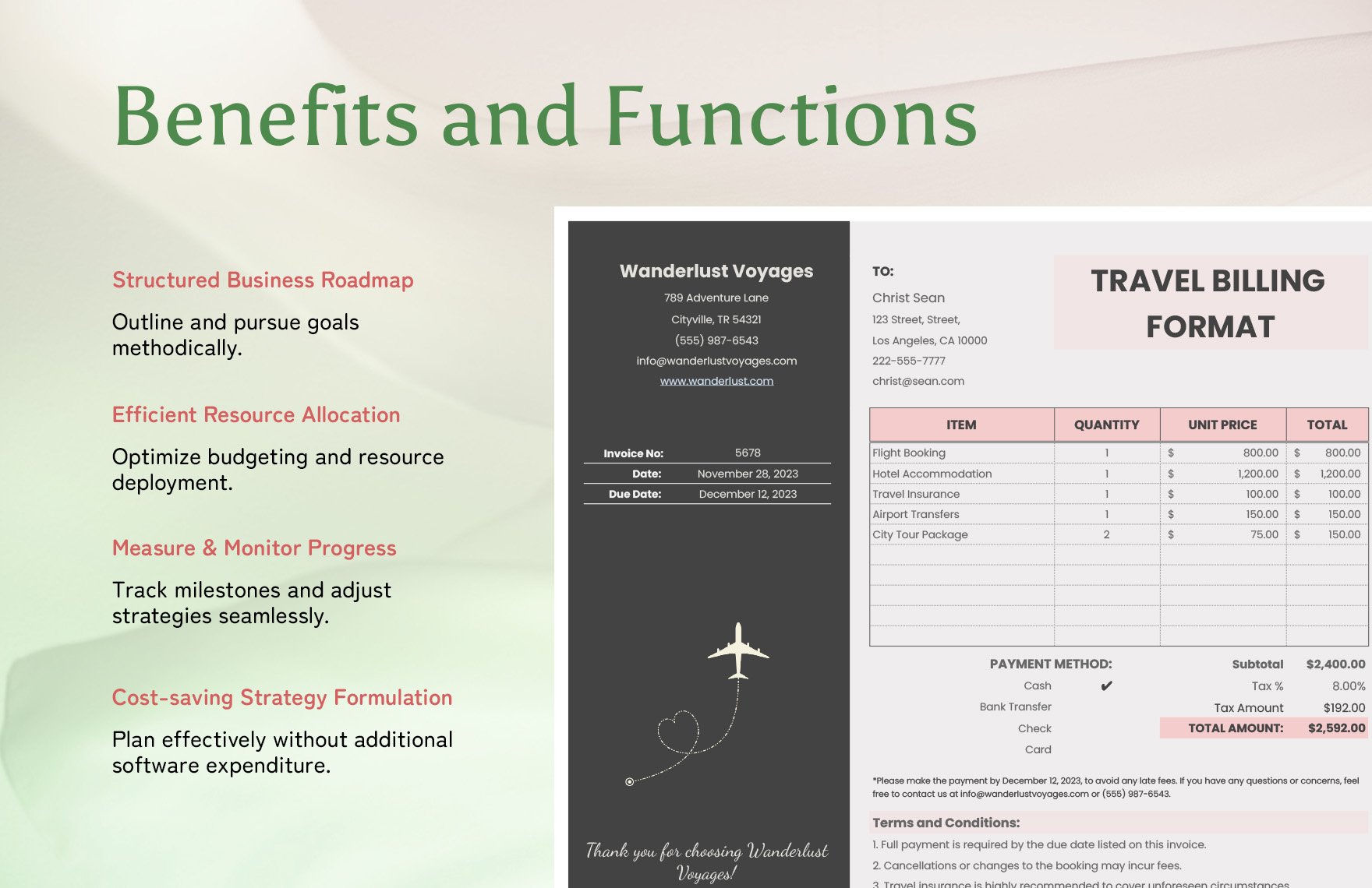 Travel Billing Format for Client Template
