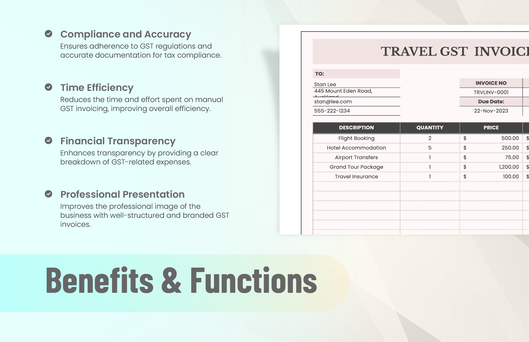 Travel GST Invoice Template