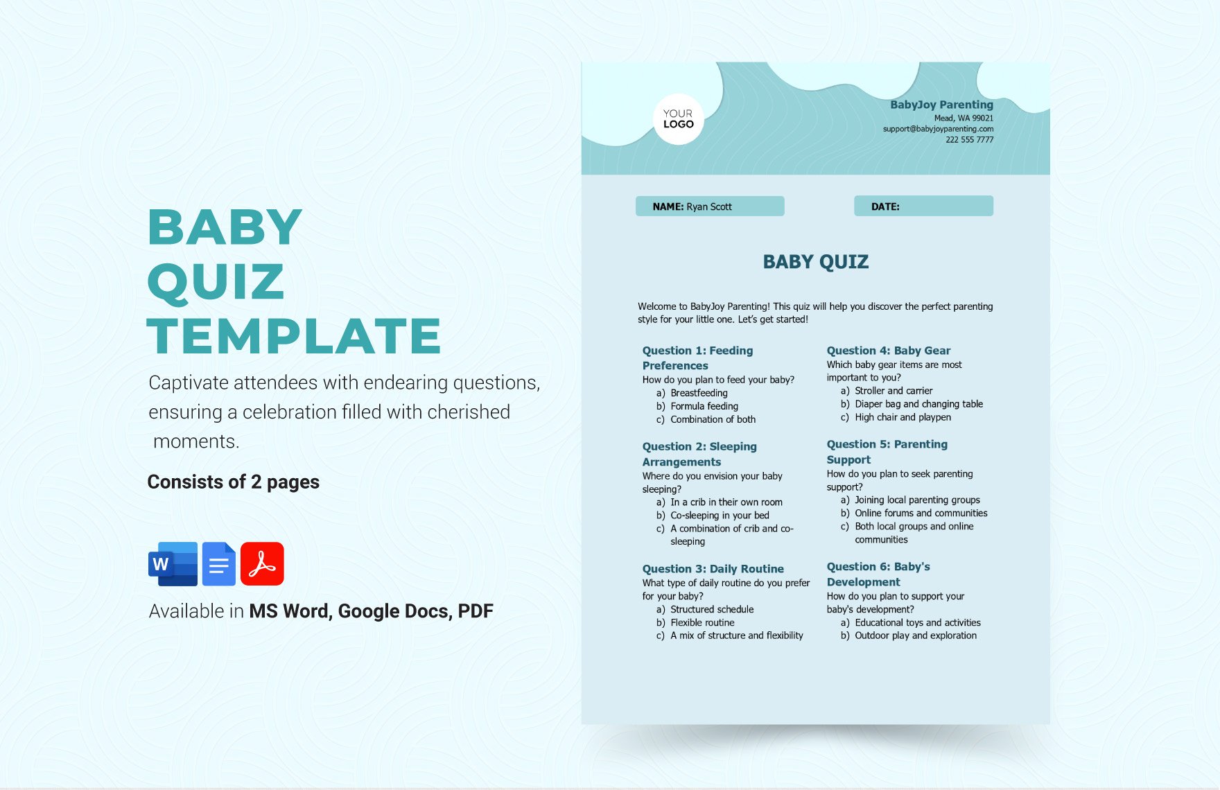 Free Baby Quiz Template in Word, Google Docs, PDF