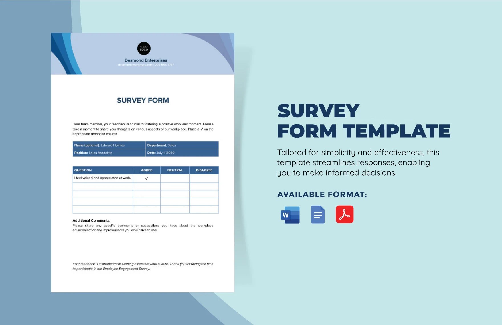 Free Survey Form Template in Word, Google Docs, PDF
