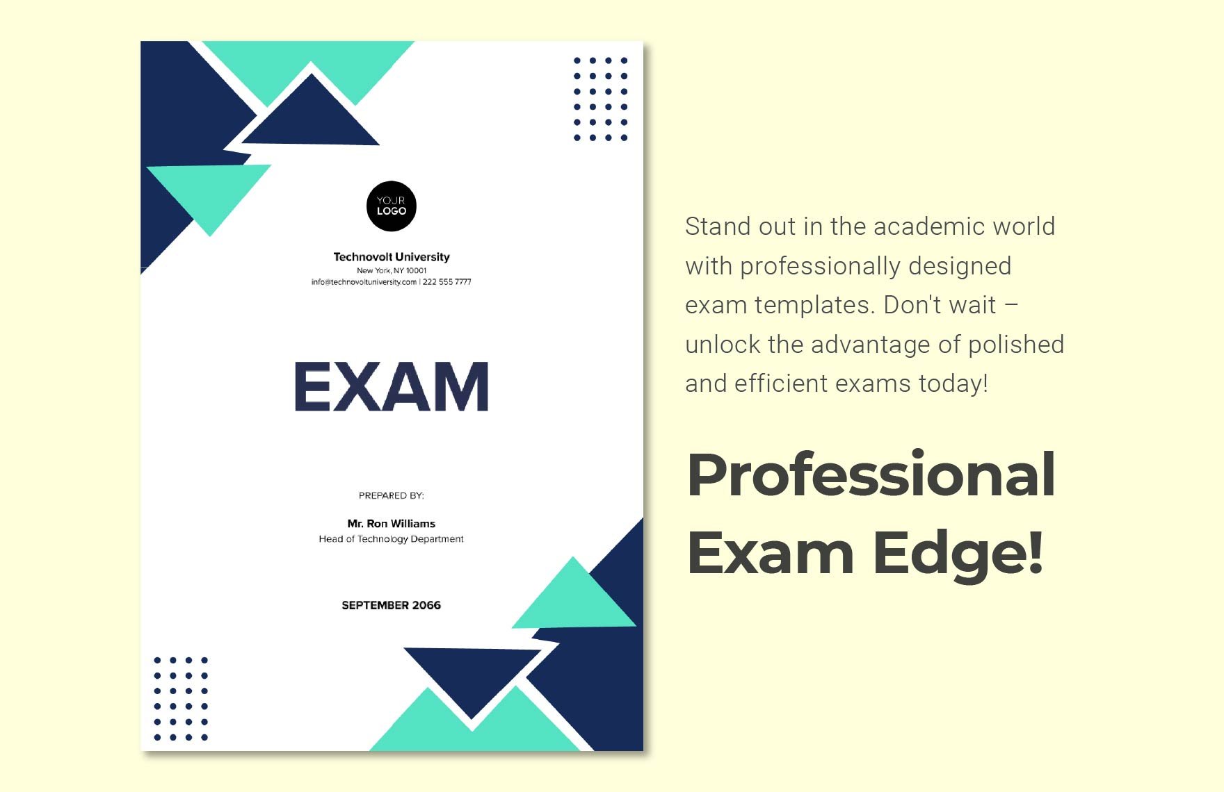 Exam Cover Page Template