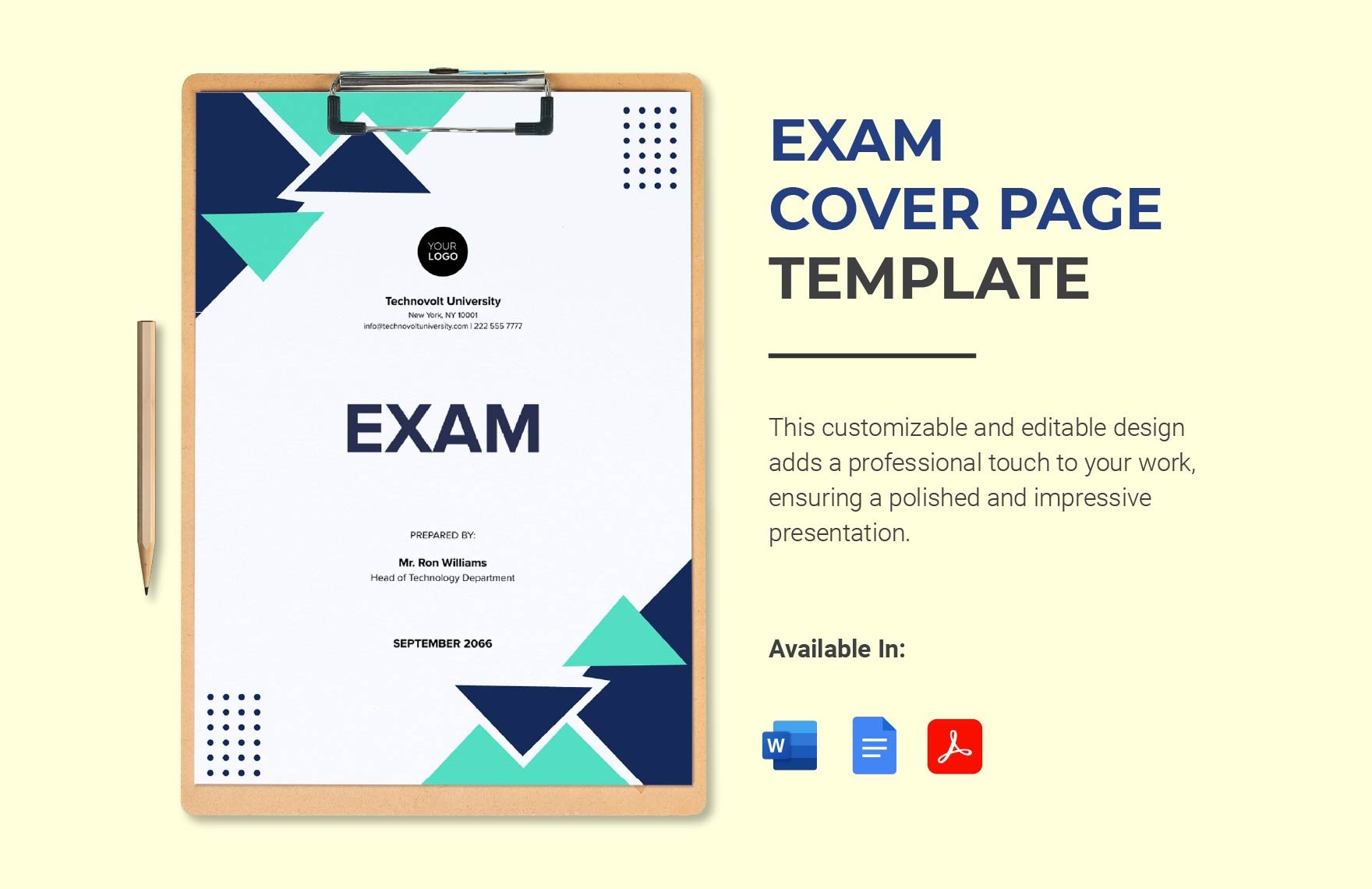 Exam Cover Page Template in Word, Google Docs, PDF