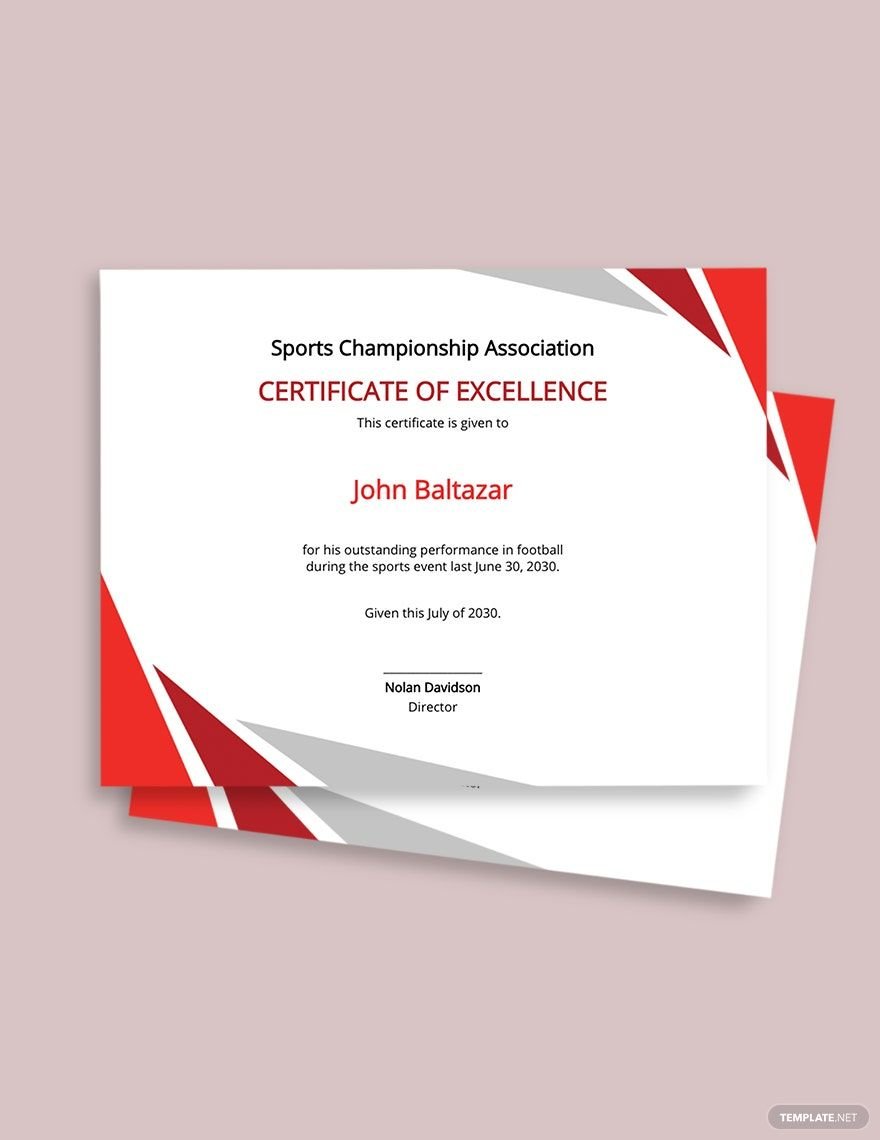 Sports Day Excellence Certificate Template