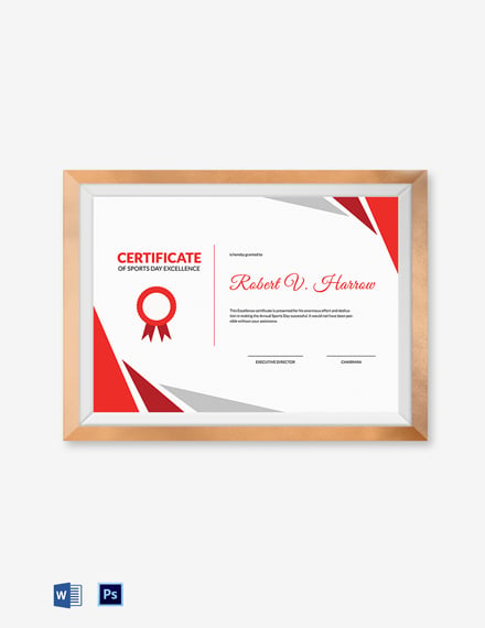 sports day excellence certificate