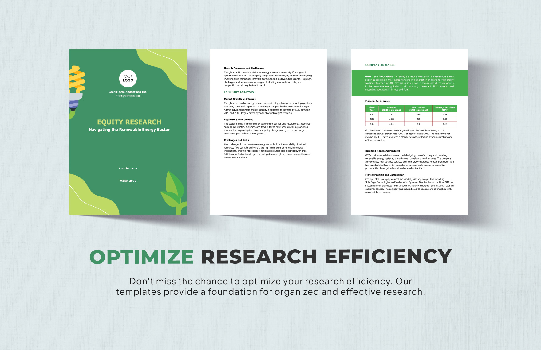 Equity Research Template in Google Docs Word PDF Download