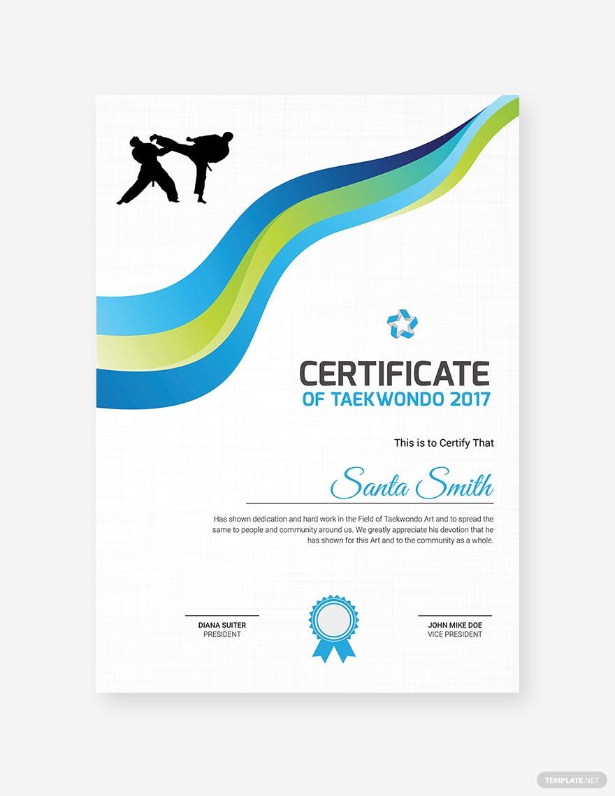 Taekwondo Appreciation Certificate Template