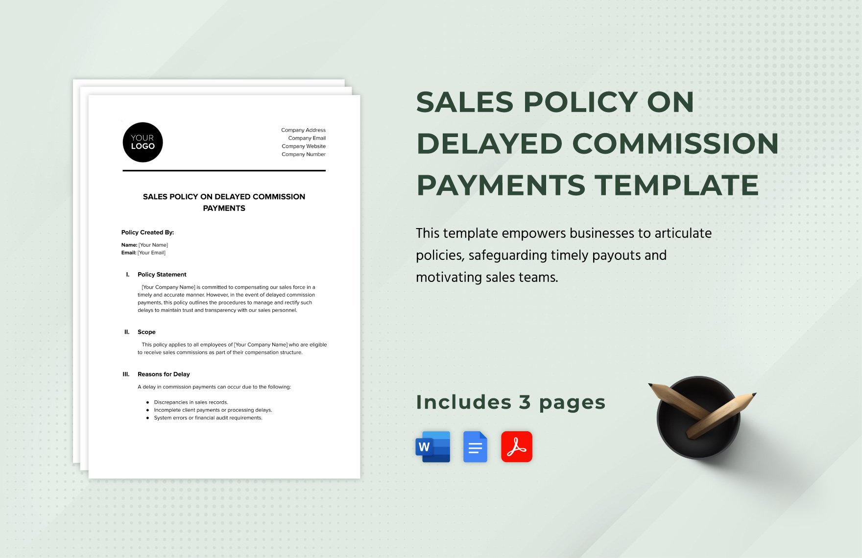Sales Policy on Delayed Commission Payments Template
