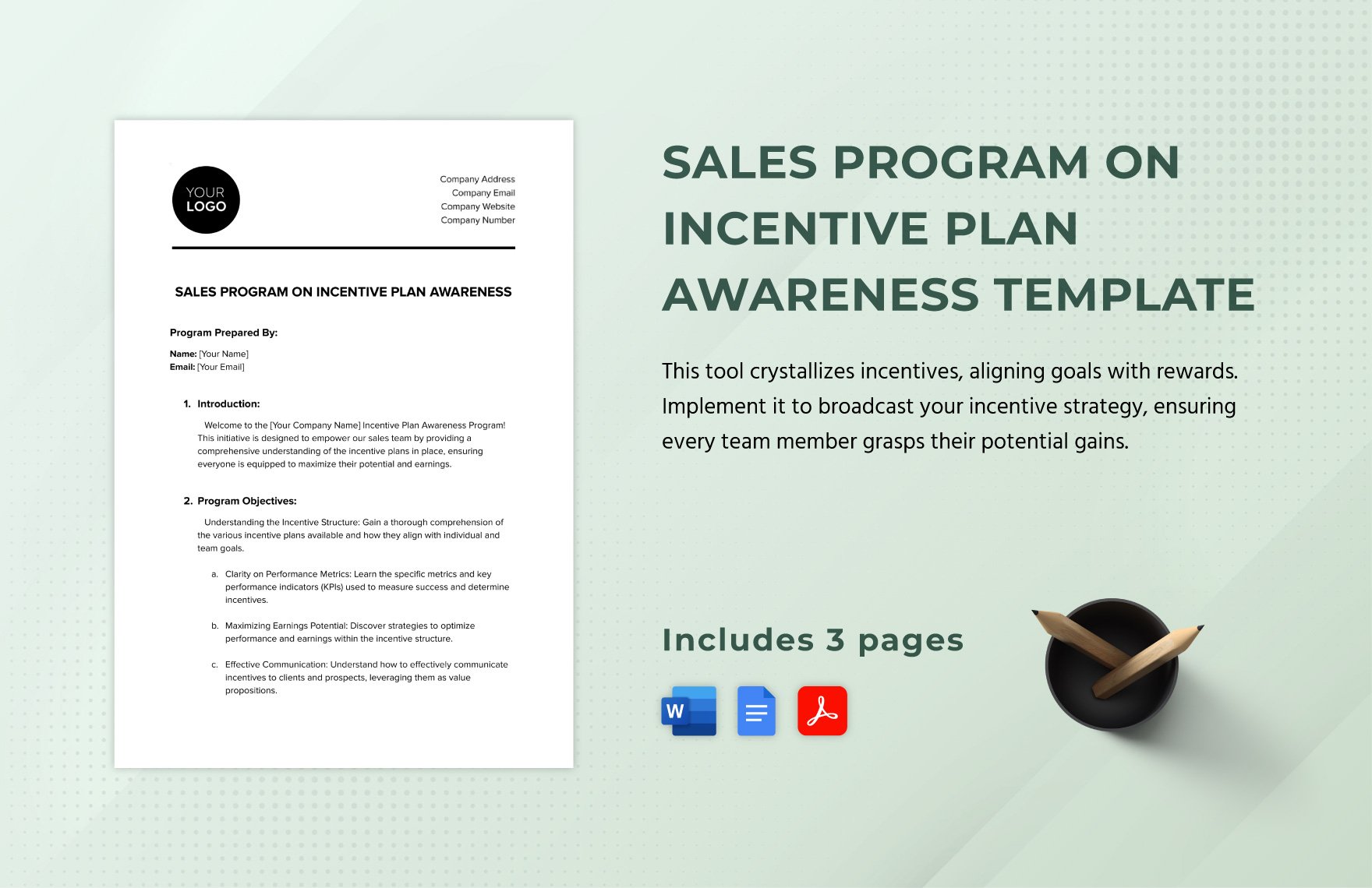 Sales Program on Incentive Plan Awareness Template