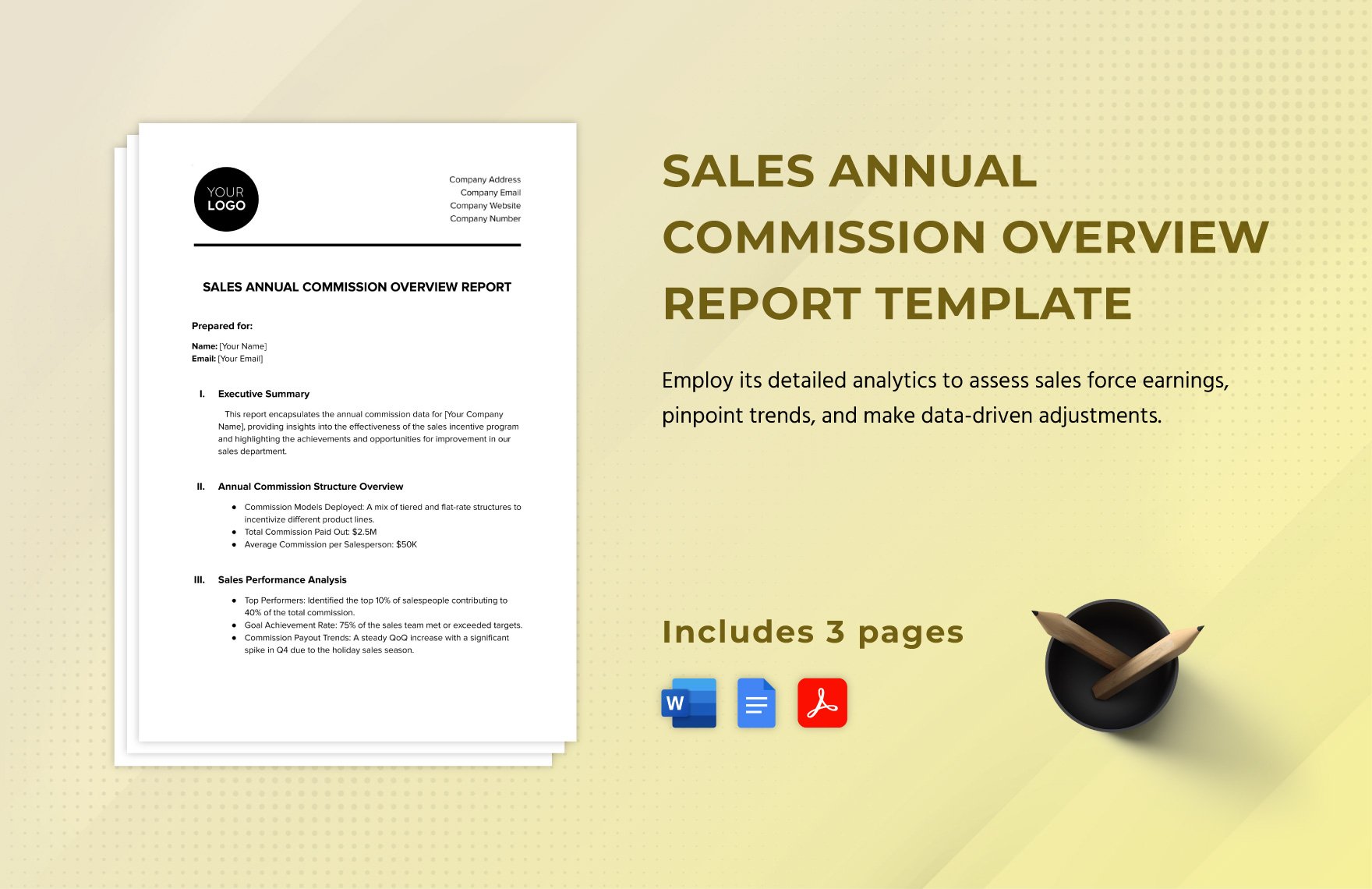 Sales Annual Commission Overview Report Template