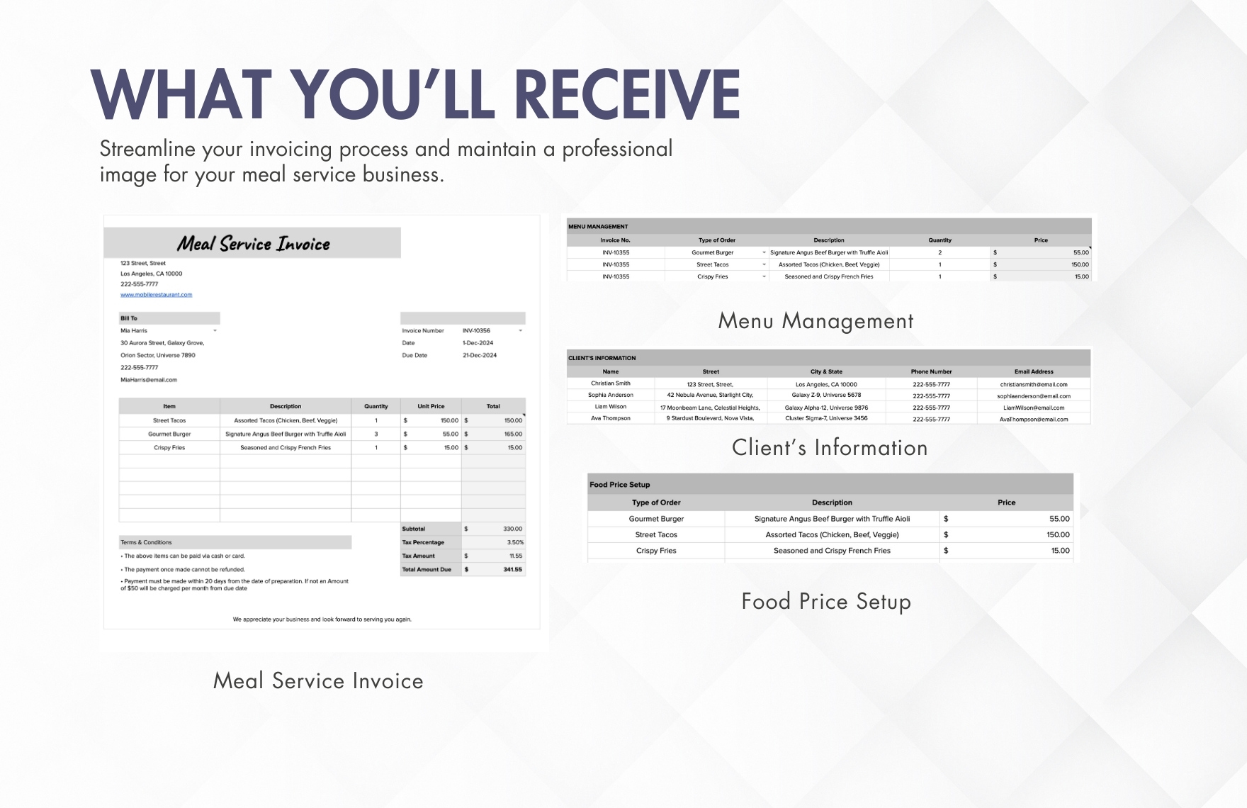 Meal Service Invoice Template