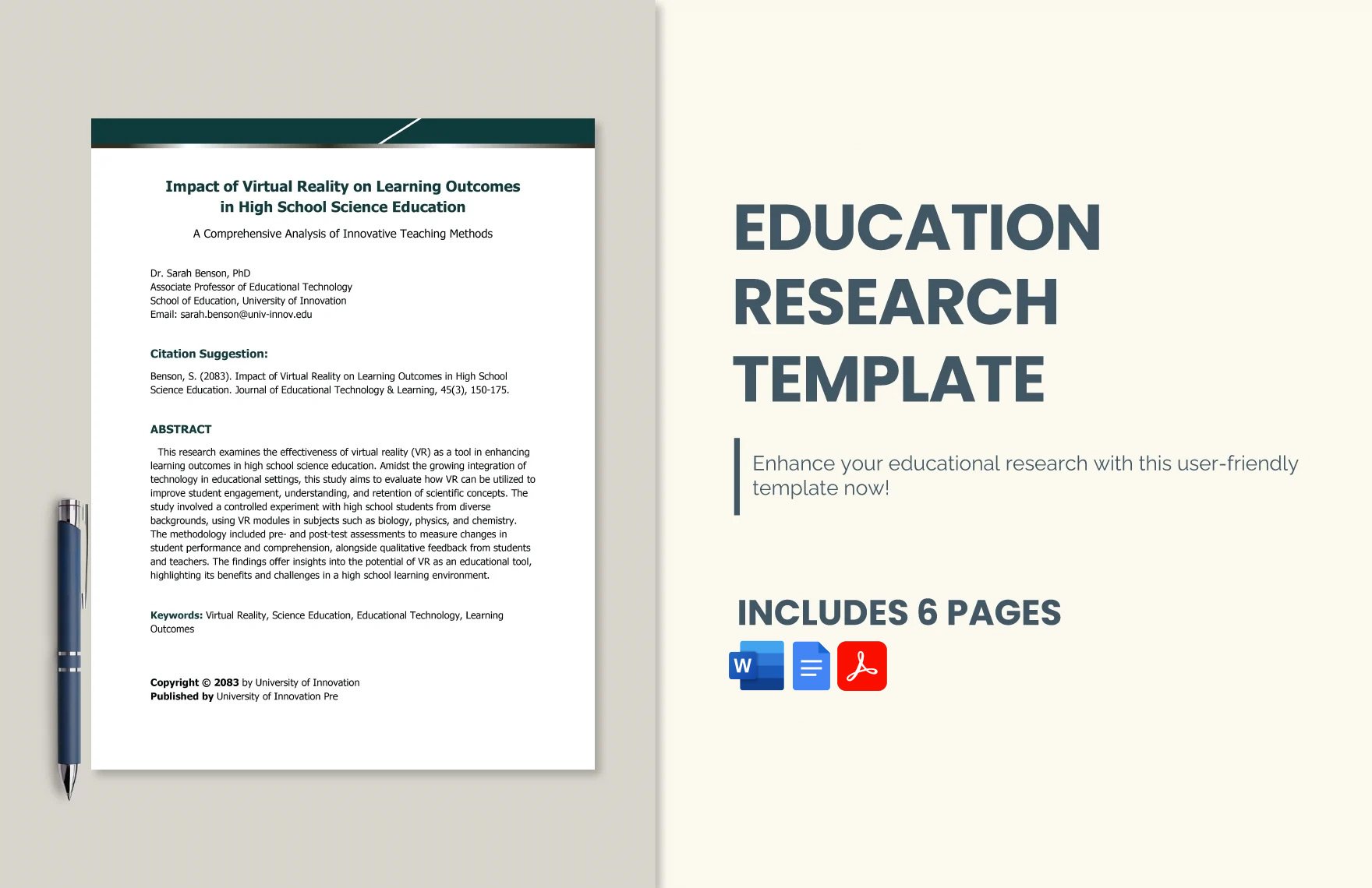 Free Education Research Template in Word, Google Docs, PDF