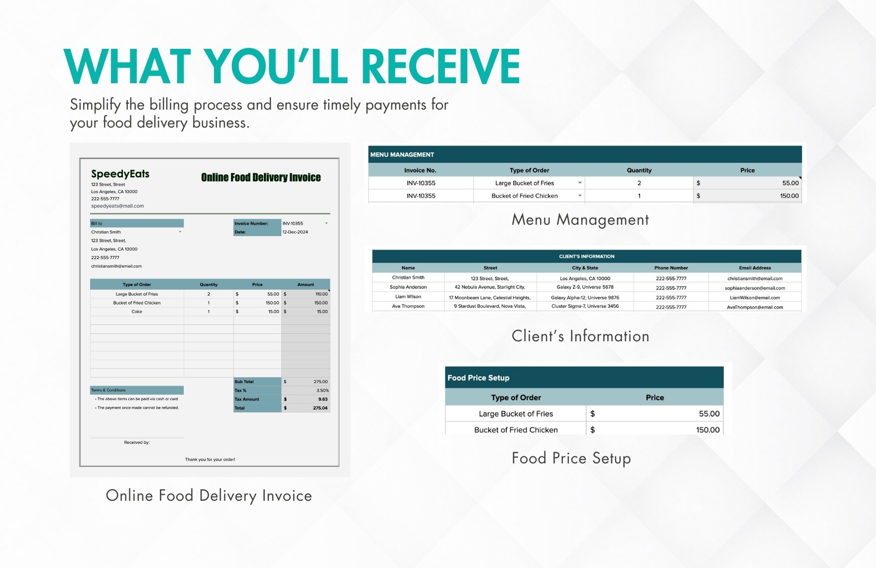 Online Food Delivery Invoice Template
