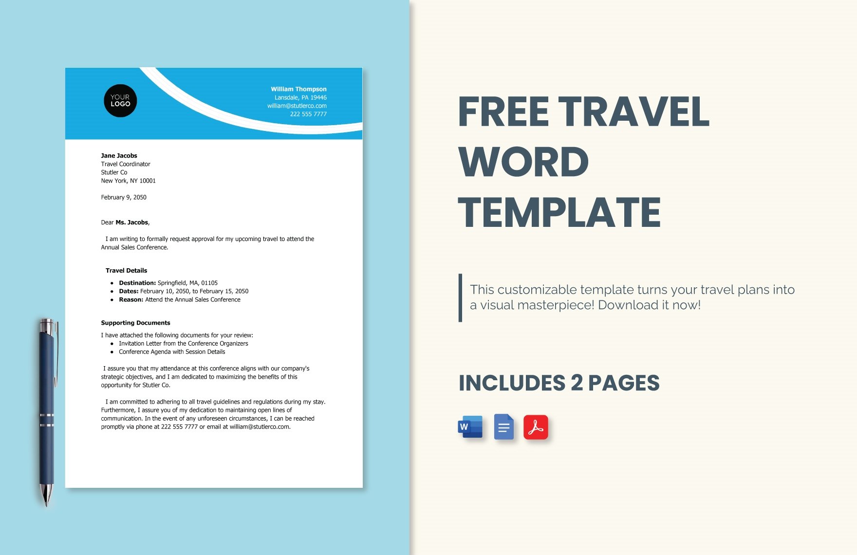 Travel Word Template