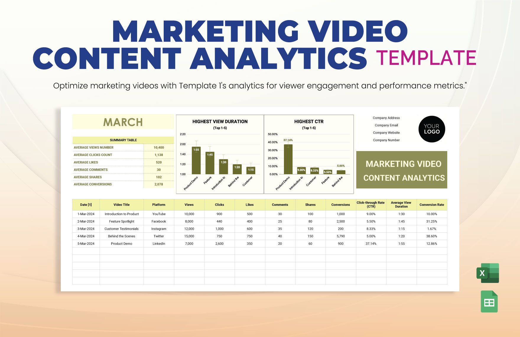 Marketing Video Content Analytics Template