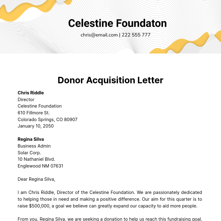 Donor Acquisition Letter Template