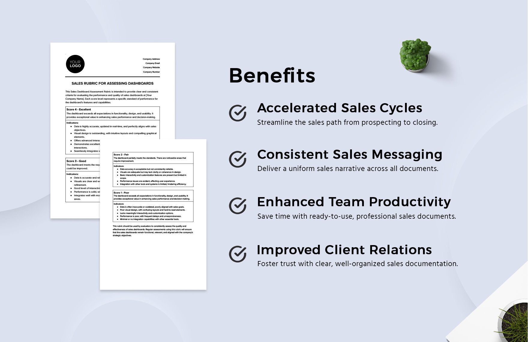Sales Rubric for Assessing Dashboards Template