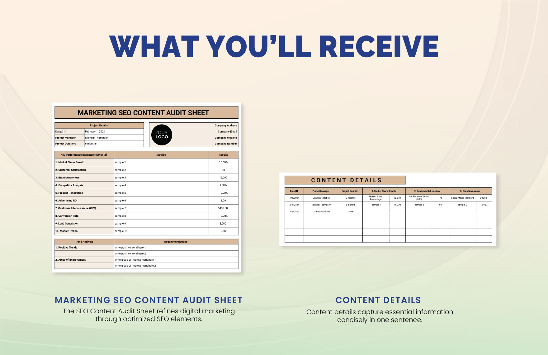 Marketing SEO Content Audit Sheet Template