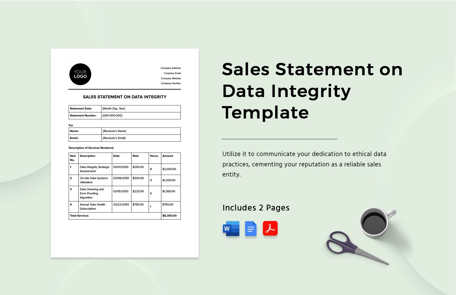 Sales Statement on Data Integrity Template in Word, Google Docs, PDF