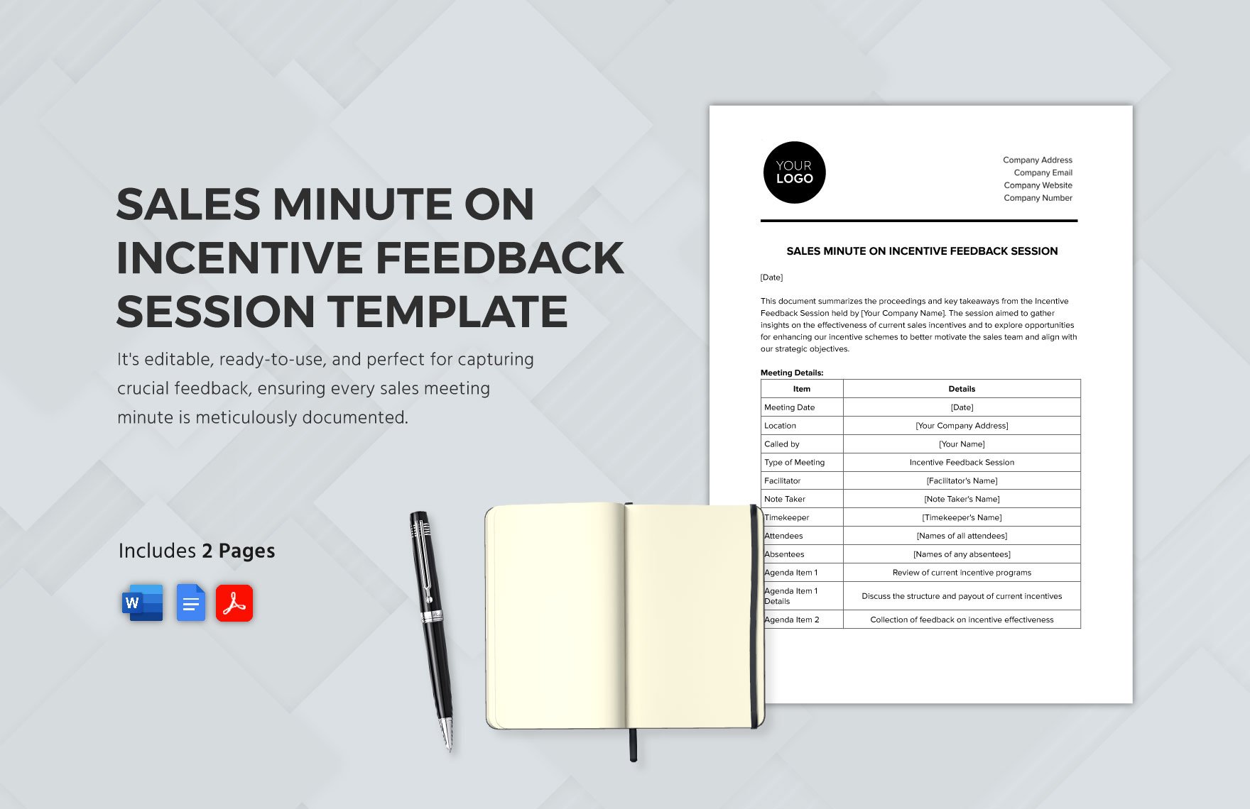 Sales Minute on Incentive Feedback Session Template in Word, Google Docs, PDF