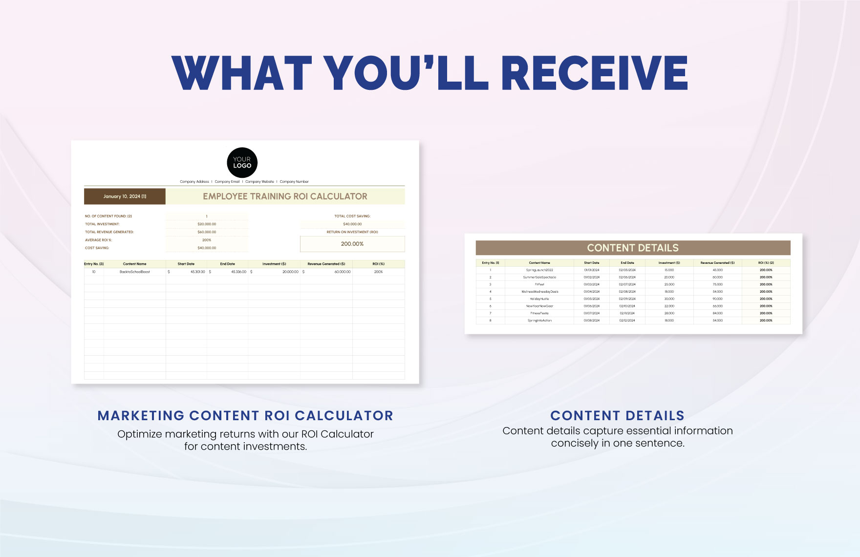 Marketing Content ROI Calculator Template