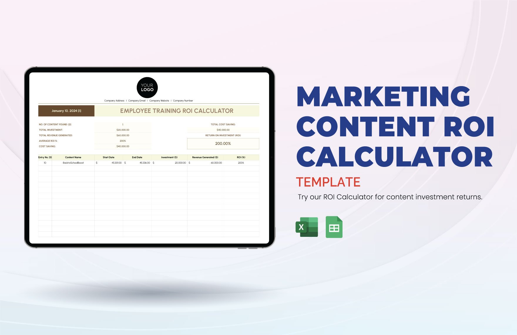 Marketing Content ROI Calculator Template