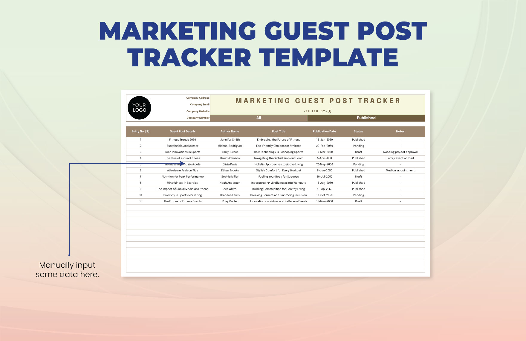 Marketing Guest Post Tracker Template