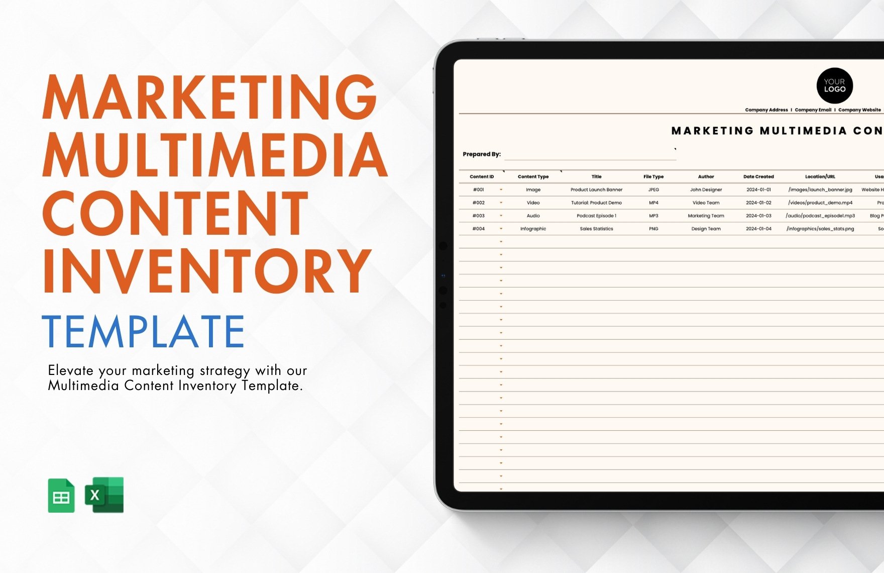Marketing Multimedia Content Inventory Template