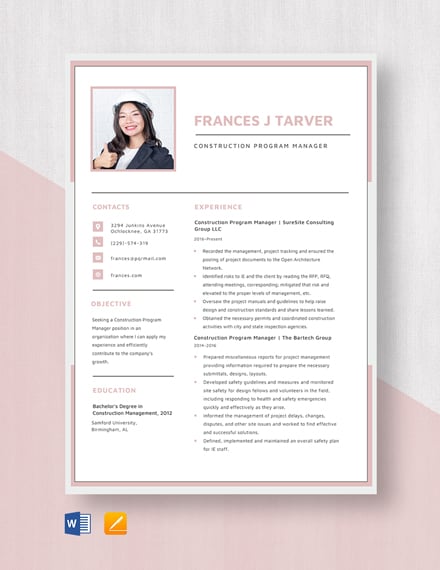 project-management-resume-template