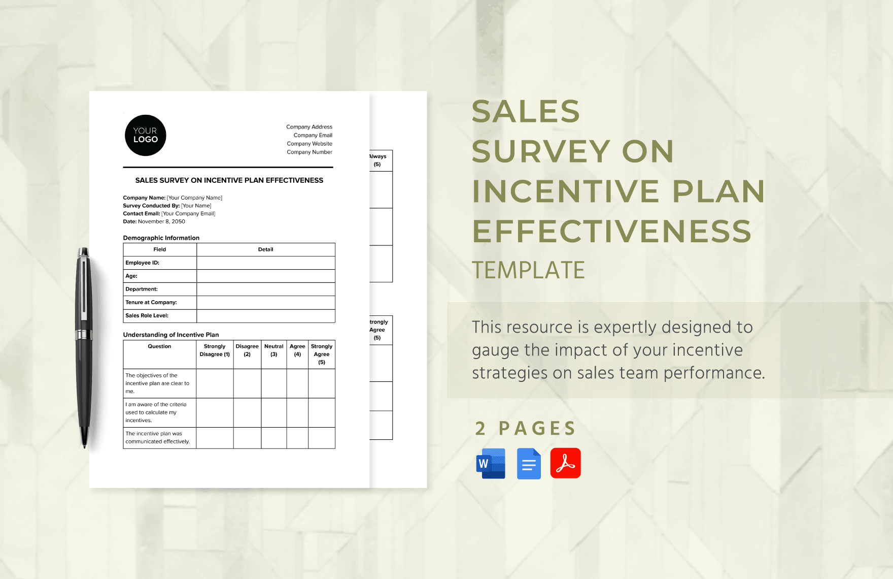 Sales Survey on Incentive Plan Effectiveness Template