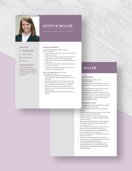 Construction Safety Officer Resume Download