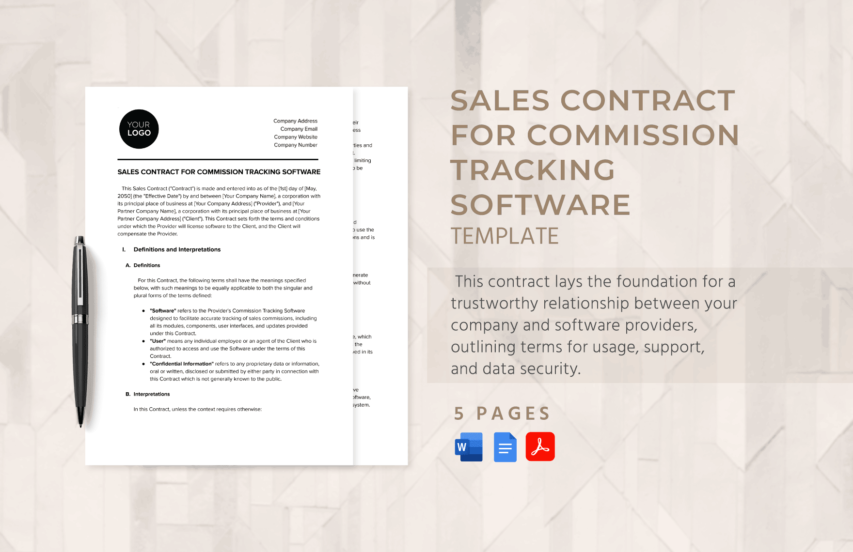 Sales Contract for Commission Tracking Software Template