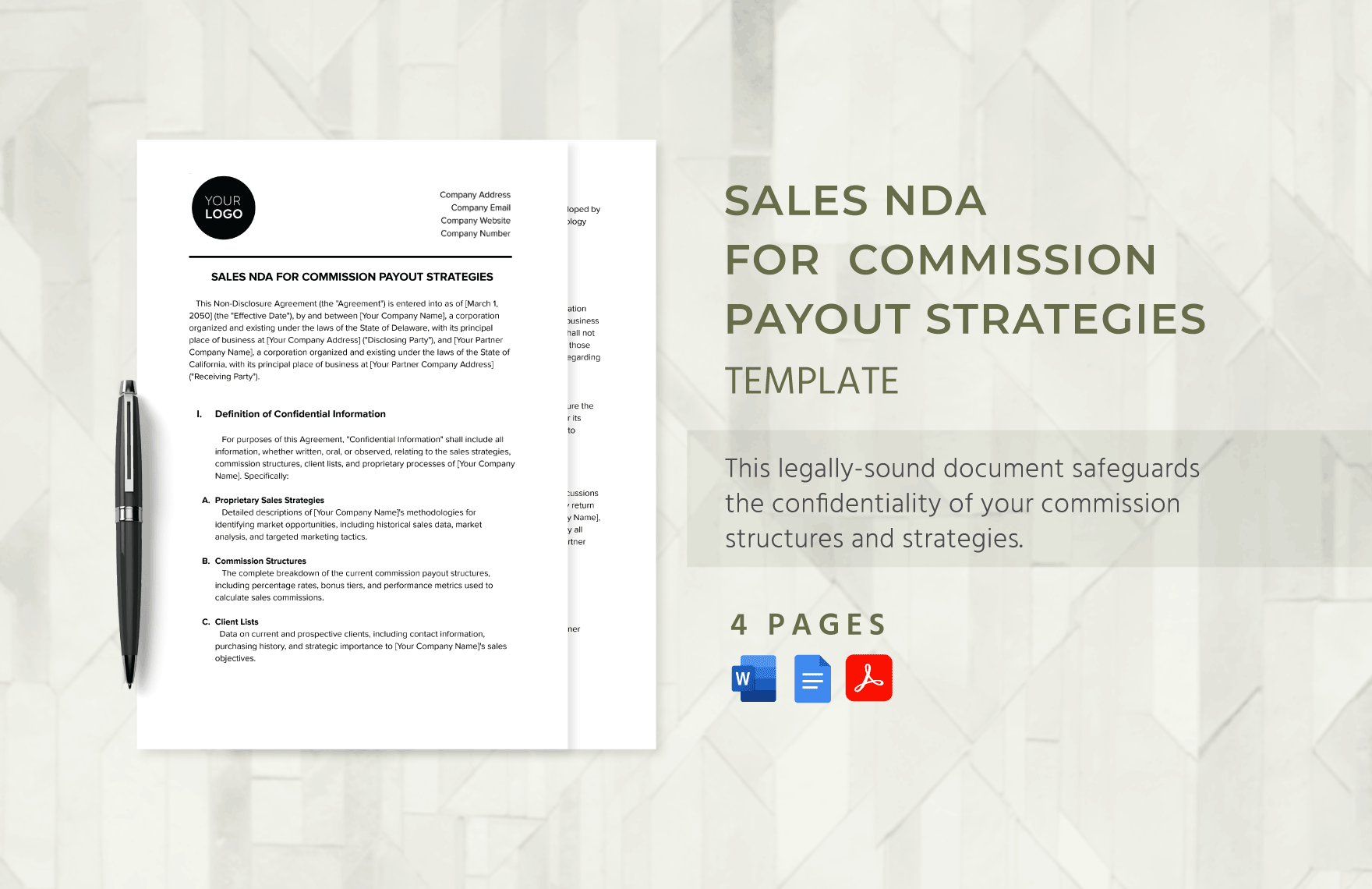 Sales NDA for Commission Payout Strategies Template