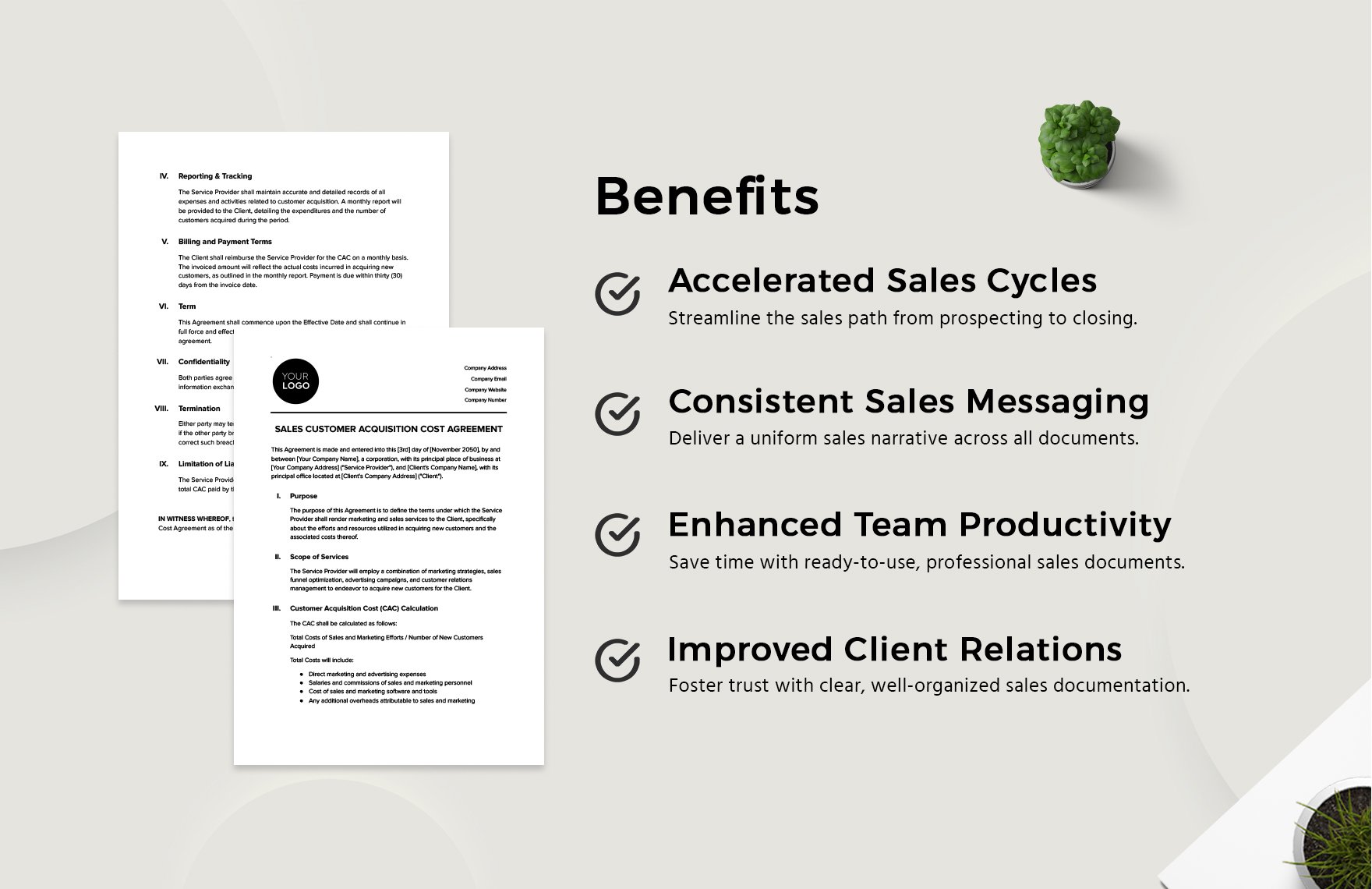 Sales Customer Acquisition Cost Agreement Template