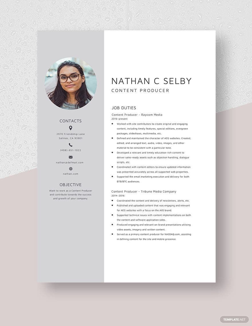 Content Producer Resume