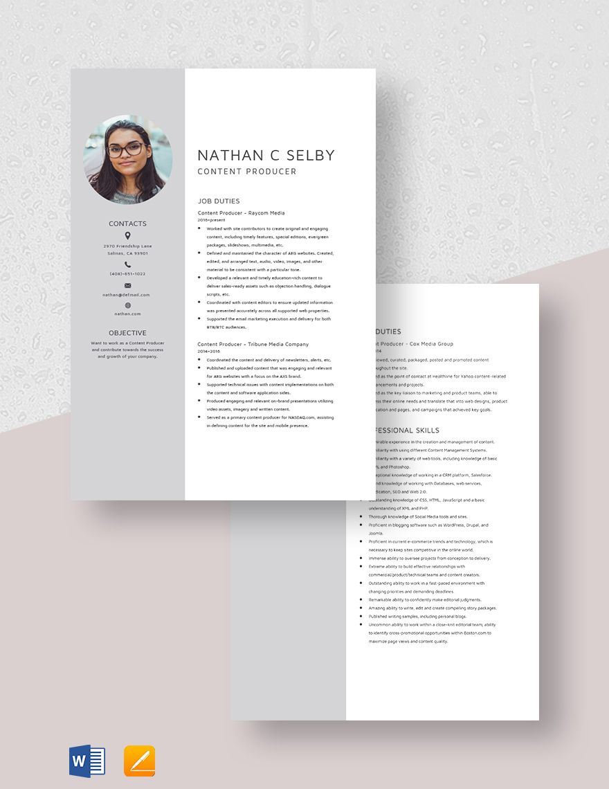 Content Producer Resume