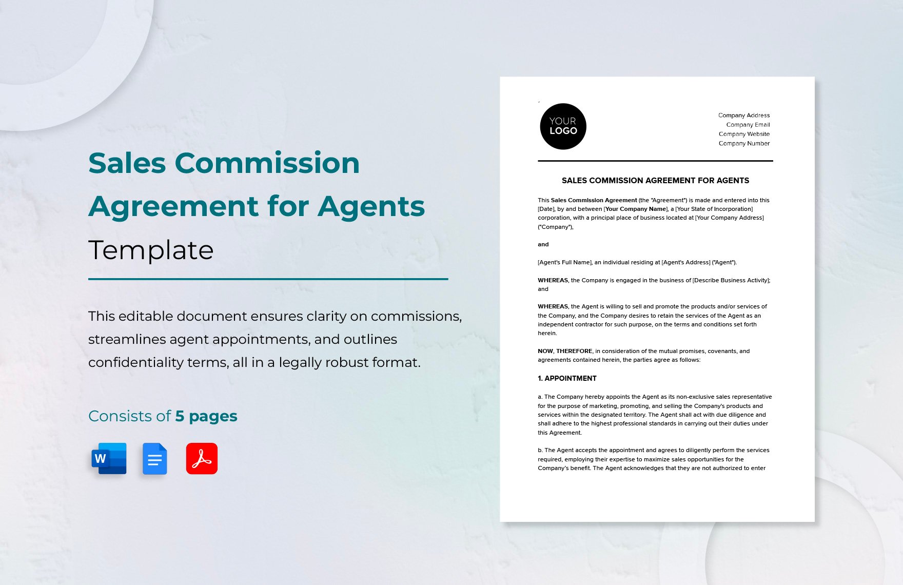 Sales Commission Agreement for Agents Template