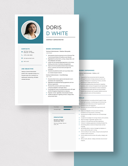 Contract Administrator Resume Download