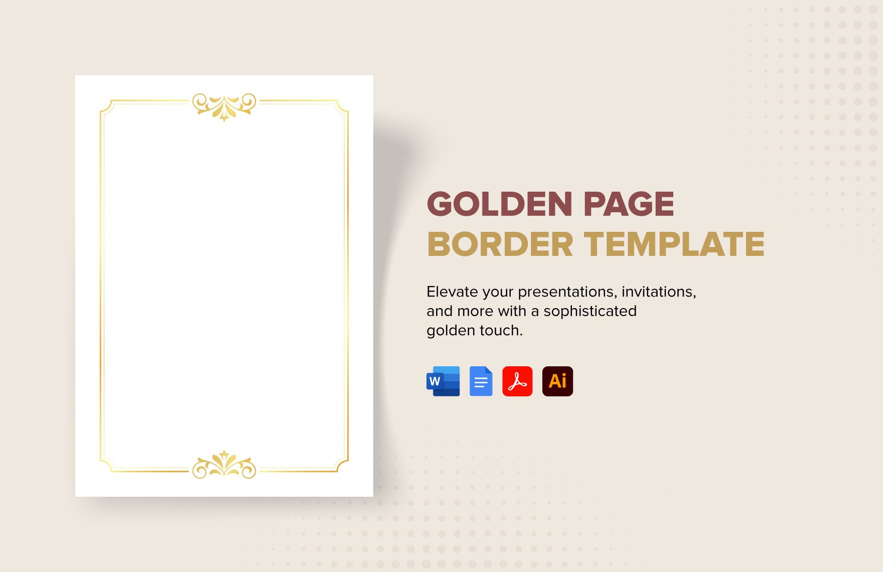 Golden Page Border Template in Word, Google Docs, PDF, Illustrator
