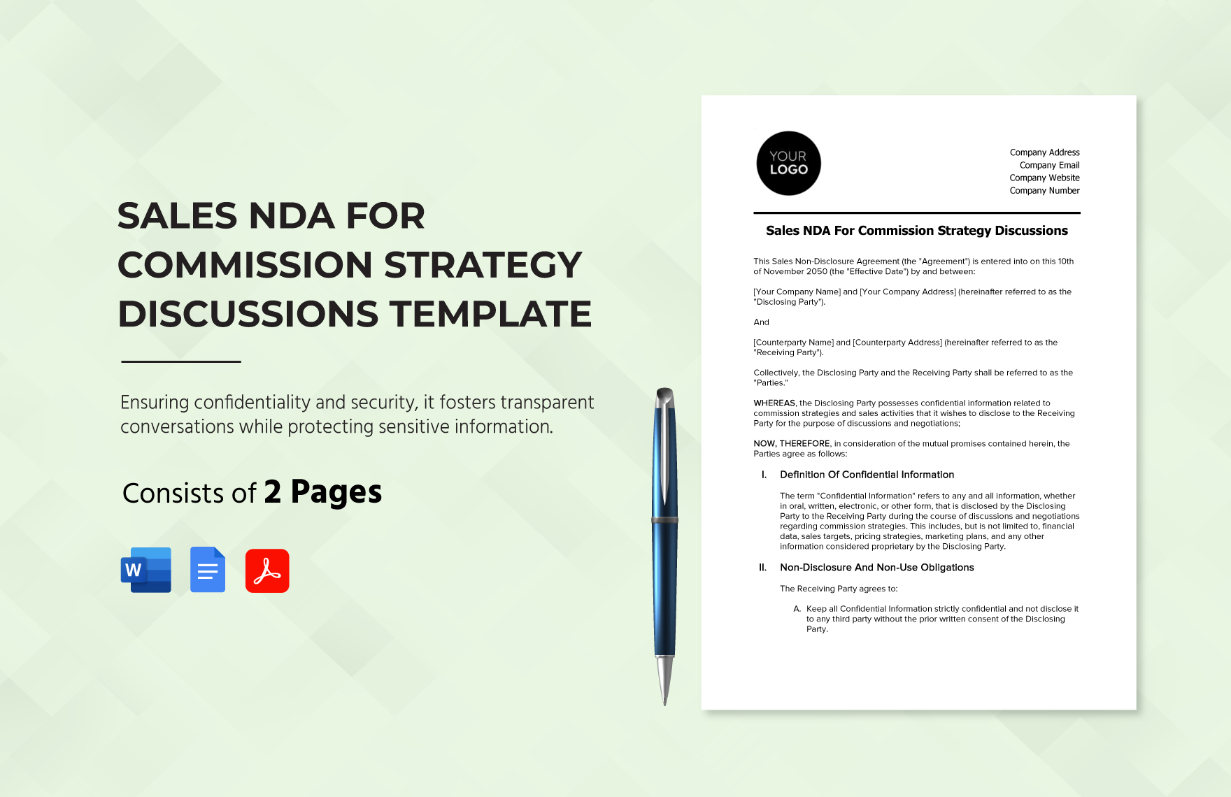 Sales NDA for Commission Strategy Discussions Template