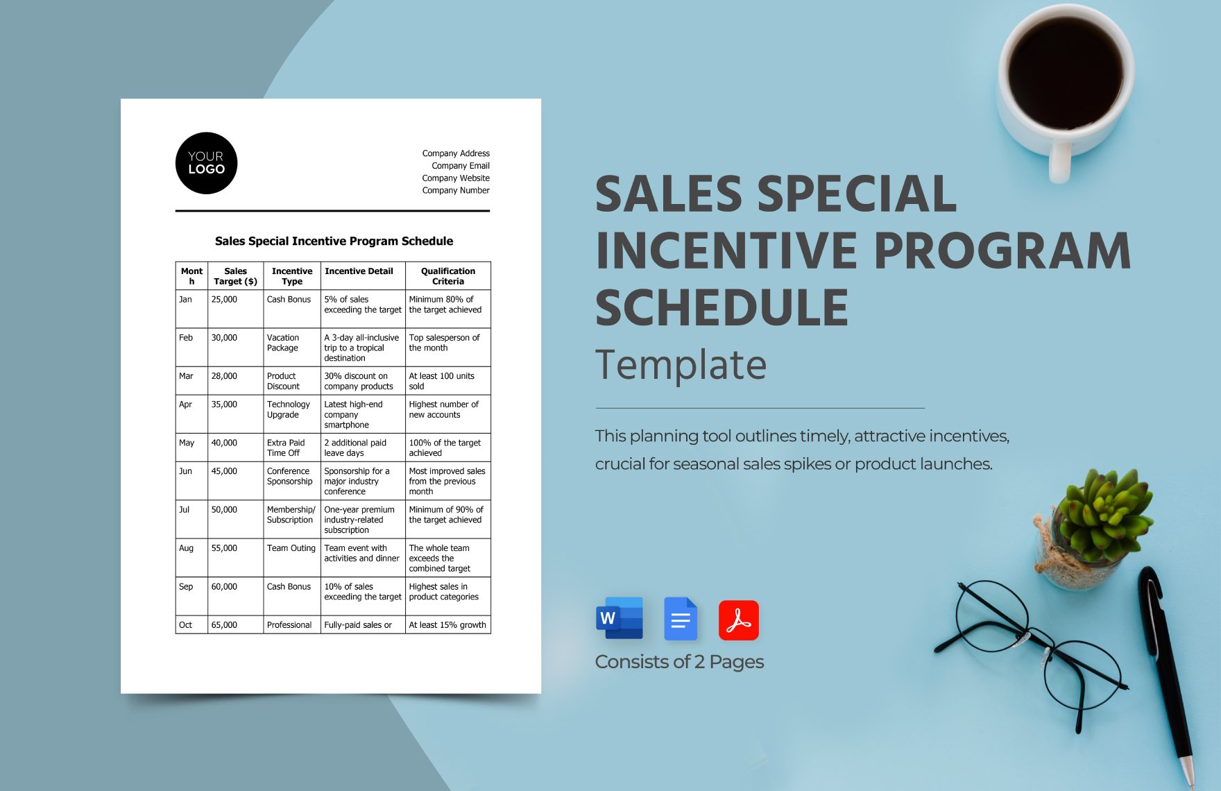 Sales Special Incentive Program Schedule Template in Word, Google Docs, PDF