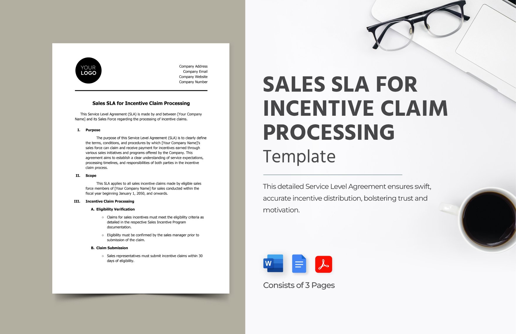 Sales SLA for Incentive Claim Processing Template