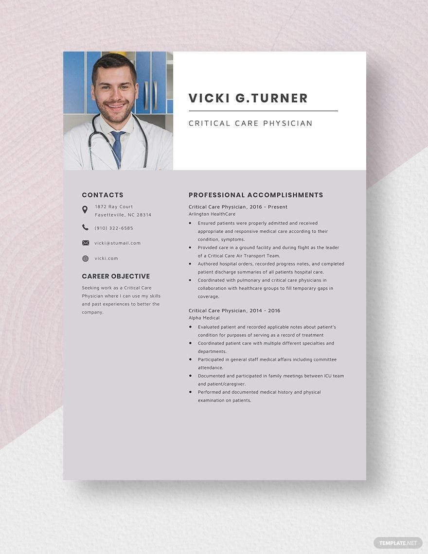 Critical Care Physician Resume