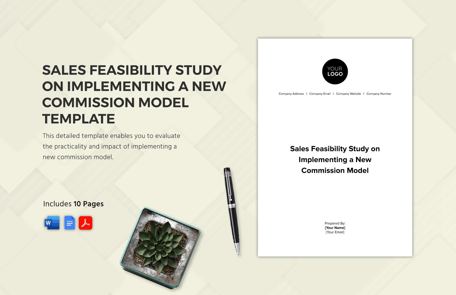 Sales Feasibility Study on Implementing a New Commission Model Template in Word, Google Docs, PDF
