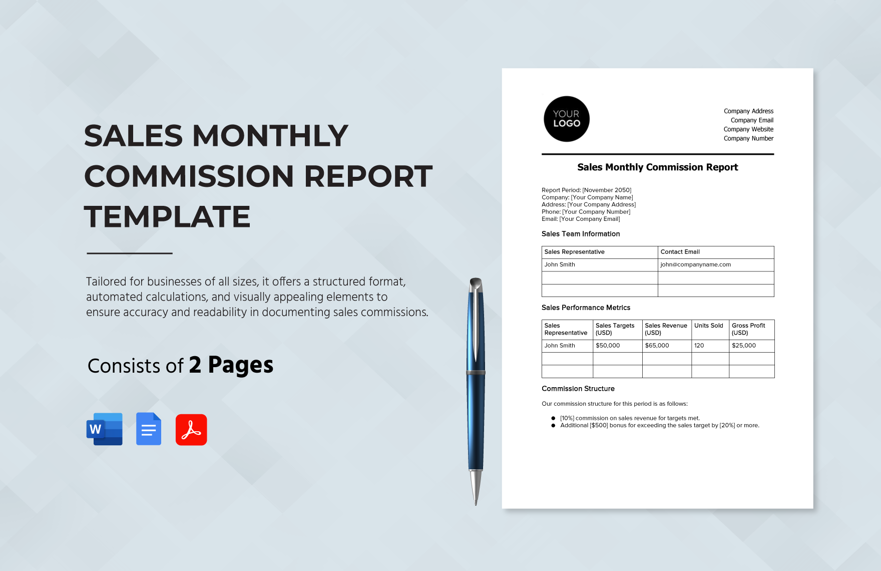 Sales Monthly Commission Report Template